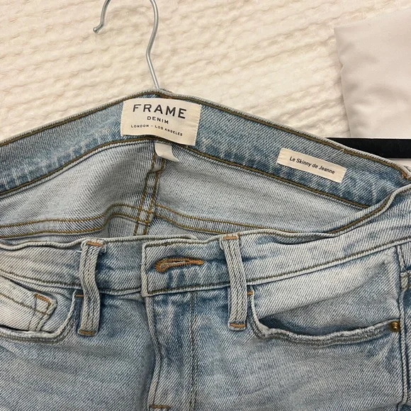 FRAME WOMENS LE SKINNY LE JEANNE JEANS LIGHT BLUE LOW RISE SIZE 25 - Picture 5 of 6
